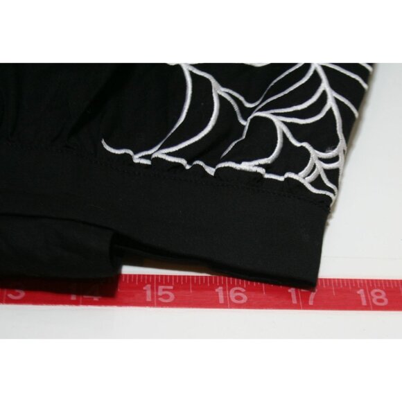 ModCloth Womens L Black Pinafore Apron Dress White Spiderwebs Halloween Witchy - Picture 7 of 8